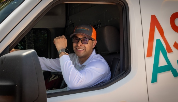 Ask For Cool Employee In Truck Smiling Ask For Cool Employee In Truck Smiling